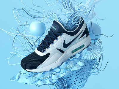 Nike Air Max Zero 3d abstract ad airmax c4d commercial illustration nike print render shoe