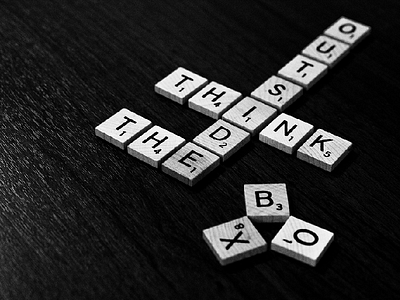 Think Outside the Box black and white photography type typography