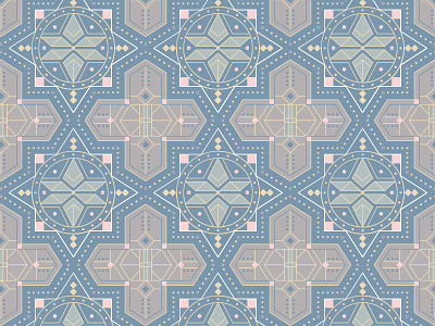 Moroccan Pattern in Pastels compass crosses detailed islamic moroccan morocco pastel pattern stars surface pattern symmetrical tiles