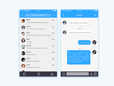 Chat interface app blue interface