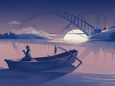 Morning prayers illustration morning sunset