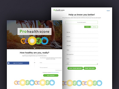 ProHealth Score branding design fitness health illustration logo onboard onboarding onboarding screen onboarding ui quiz solutelabs ui ux vector