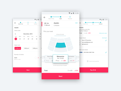 Ticket booking UI app minimal mobile reservation ticket ux visual design