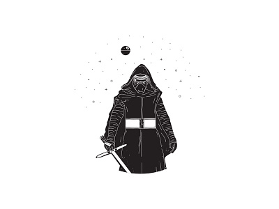 Kylo Ren black illustrations kylo ren star wars white