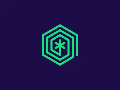 Password Manager Logo green hexagon labyrinth. security logo logotype password star