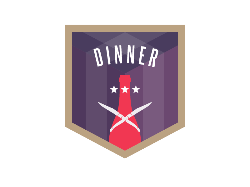 Badge #5 badge bottle branding dinner icon identity illustration knife steak knife vector web wine