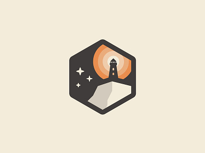 Lighhthouse badge draplin flatdesign landscape mountain night