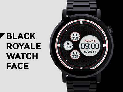 Black Royale Watch Face battery black clock face icon peppy works royale tech ui vector watch wear