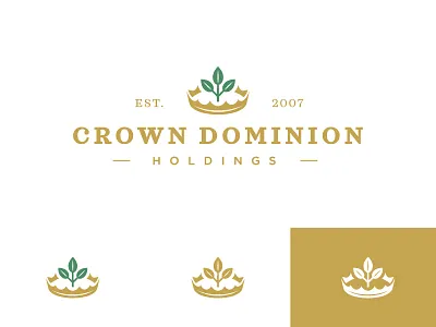 Crown Dominion branding crown logo plant royal