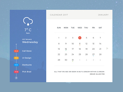 Digital Calendar 2k17 calendar clean design flat illustrator minimal modern photoshop quotes todo ui