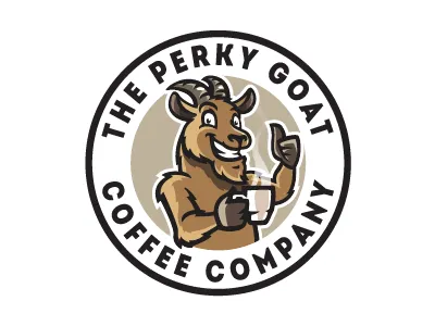 The Perky Goat animal coffee goat logo shop