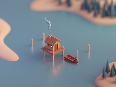 Random renders #1 3d 3d modeling blender boat cabin isometric lighting low poly model orange