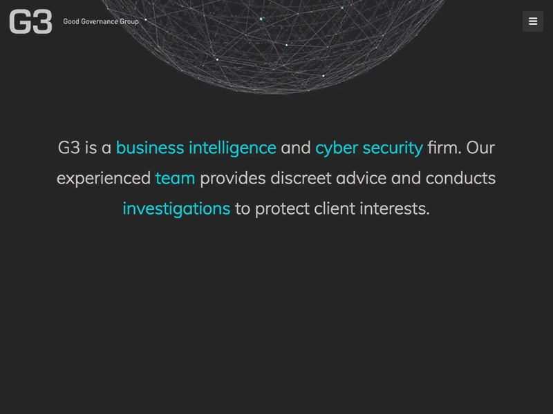 Going global for G3 animation cybersecurity design minimal web