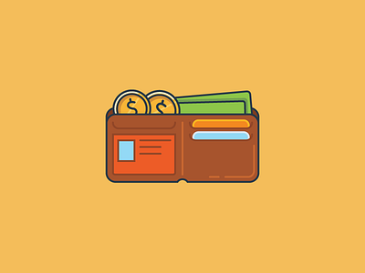 Wallet Illustration cash coins credit cards leather money wallet