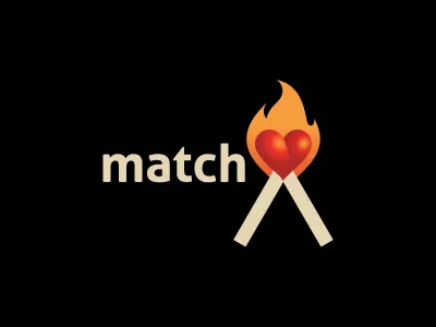 Match (for sale) couple fire heart logo logotype love match