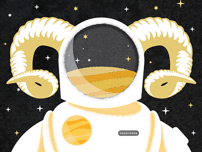 S P A C E R A M astronaut biscuits horns illustration ram space space x stars