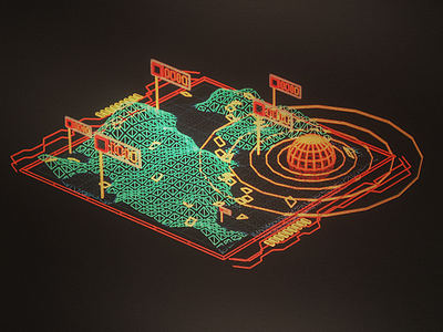 Rez Topology 3d hologram houdini interface ui ux vr