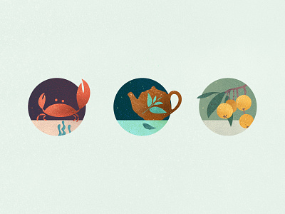 Suzhou Specialties crab icon illustration loquat specialty tea