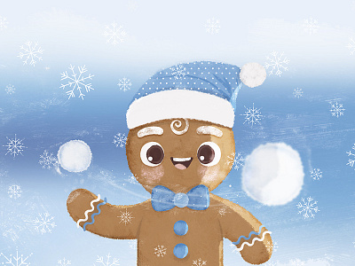 Ginger Bread Man beanie blueillustration ginger gingerbreadman snow snowflake