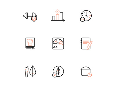 Food/Sport Iconset food icon iconset nutrition outline recipe sport vegan workout