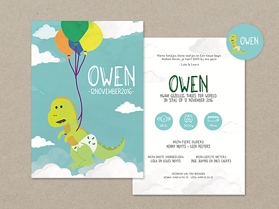 Owen announcement baby birth boy dinosaur