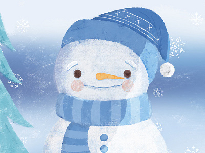 Snowman blue boy drawing illution littleboy snow snowball snowballplaying snowflake snowman