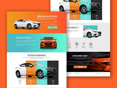 Test drive landing page daily UI Challenge 003 blue car color dailyui landing page mazda minimalist orange test drive