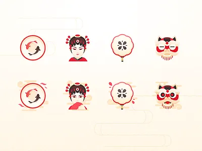 Iconset CHINA chinese style cloud fan fish icon iconset lion dance peking opera red