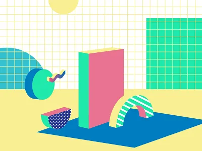 LCD World 3d blocks branding dubai illustration lackedi shapes