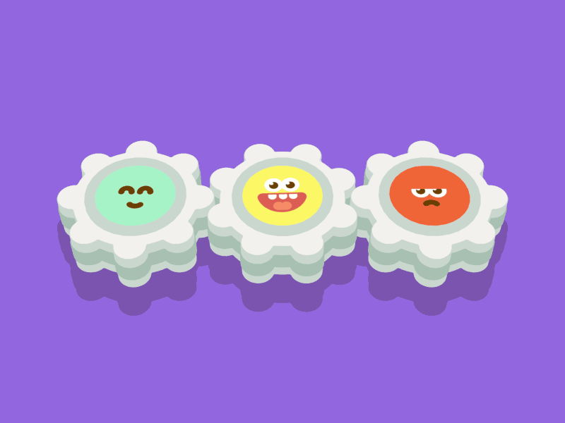 The gear trio ae animation cute gear happy scared spin