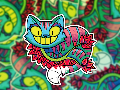 Cheshire Sticker alice in wonderland andrew kolb cheshire cat illustration kolbisneat lewis carroll slaptastick