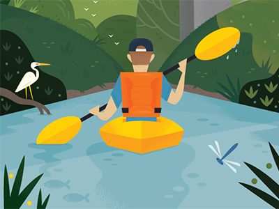 Buffalo Bayou design houston illustration kayaking nature sports illustration texas travel travel illustration wildlife