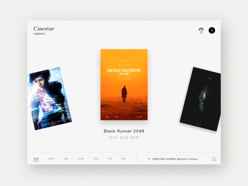 Cinema Tickets Booking / UI Challenge — Week 10 animation app application booking cinema flow light movie seats simple tickets