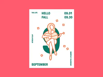 The life calendar. September. Hello fall calendar fall girl guitar riso september woman