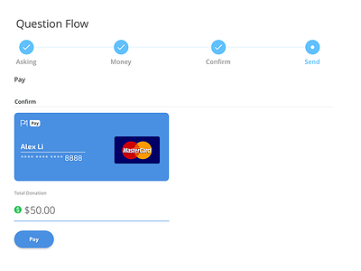 A Pay with card UI blue card dollar mastercard pay white