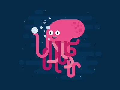 OctoDude blog dribbble editorial fish flat illustration invitations invite invites octopus sea spot