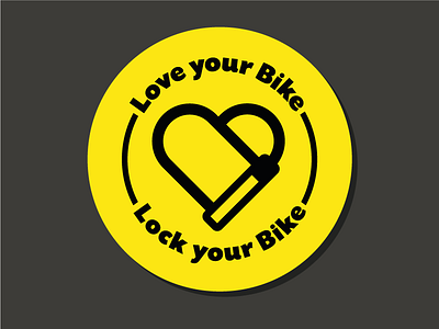 Bike Lock Sticker bicycle bike kryptonite lock love minimal sticker vector