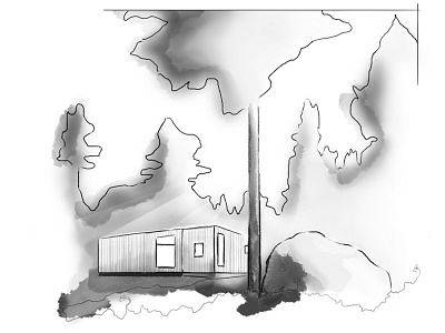 Joel's Place house illustration modern sketch