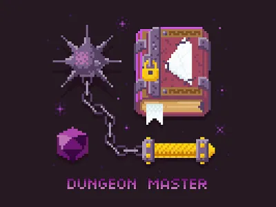 Dungeon Master! art critcal hit dragons dungeon fantasy legendary master mythic pixel