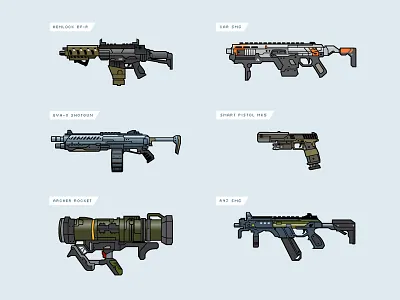 Titanfall 2 Weapons emoji gun illustration mech pilots rifle shooter titanfall xbox