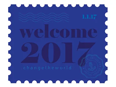 Nautic delivery stamp 2017 2017 blue composition delivery nautic nautic delivery new year stamp tipographic type welcome