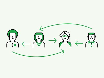 Collaboration Illustration arrows collaboration green multiple people stroke