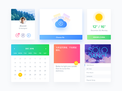 Widgets calendar cloud dailyui dropbox music translation ui ux weather widget