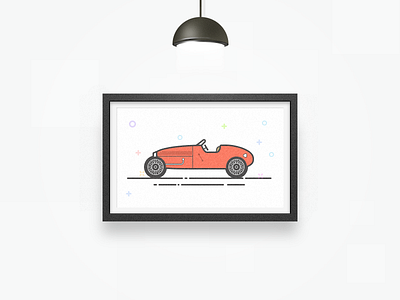 Vintage car car icon linear mural ps ui vintage