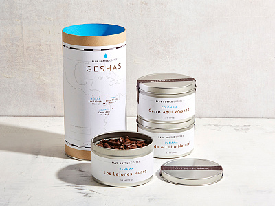 Blue Bottle Coffee Gesha Tin Tube for Holiday 2015 blue bottle coffee design packaging tube