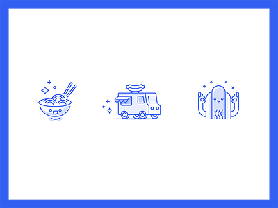 Feastit Icons blu bowl cute food hotdog icons line outline truck