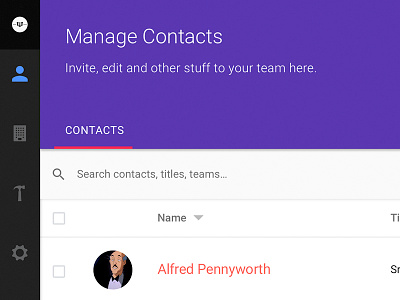 Manage Contacts contacts dashboard employee directory interface manage contacts manage users teams ui web app