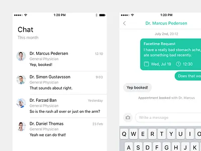 Doctor Chat card chat doctor facetime green ios minimal request simple