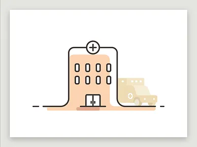 Health services city health hospital illustration line monochrome public services
