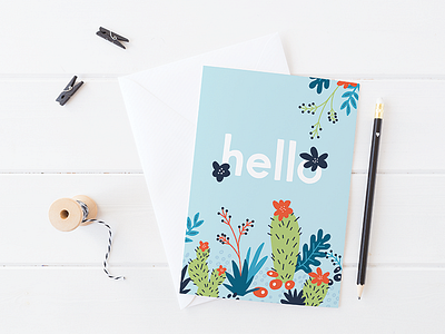 Day 2/100 – Cactus hello card cactus design greeting card hand lettering hello illustration lettering plants stationery